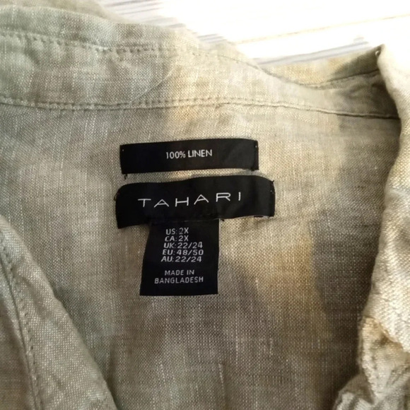 Tahari Tunic side buttons 100% linen vacation office size 2X women - Picture 2 of 5